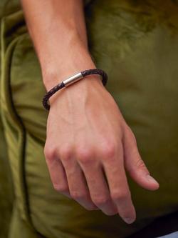 BARTLETT LONDON Men's Woven Leather Bracelet - view 2, Navy