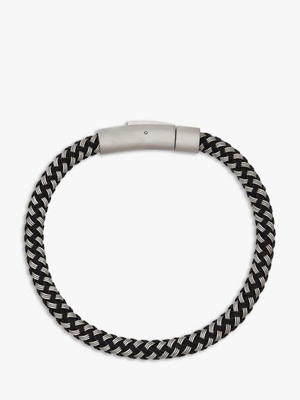 BARTLETT LONDON Men's Metal Mesh Bracelet, Black/Silver, Black/Silver