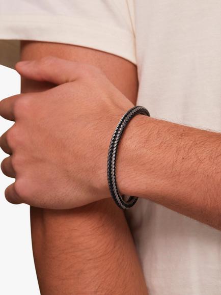 BARTLETT LONDON Men's Metal Mesh Bracelet, Black/Silver - view 2, Black/Silver