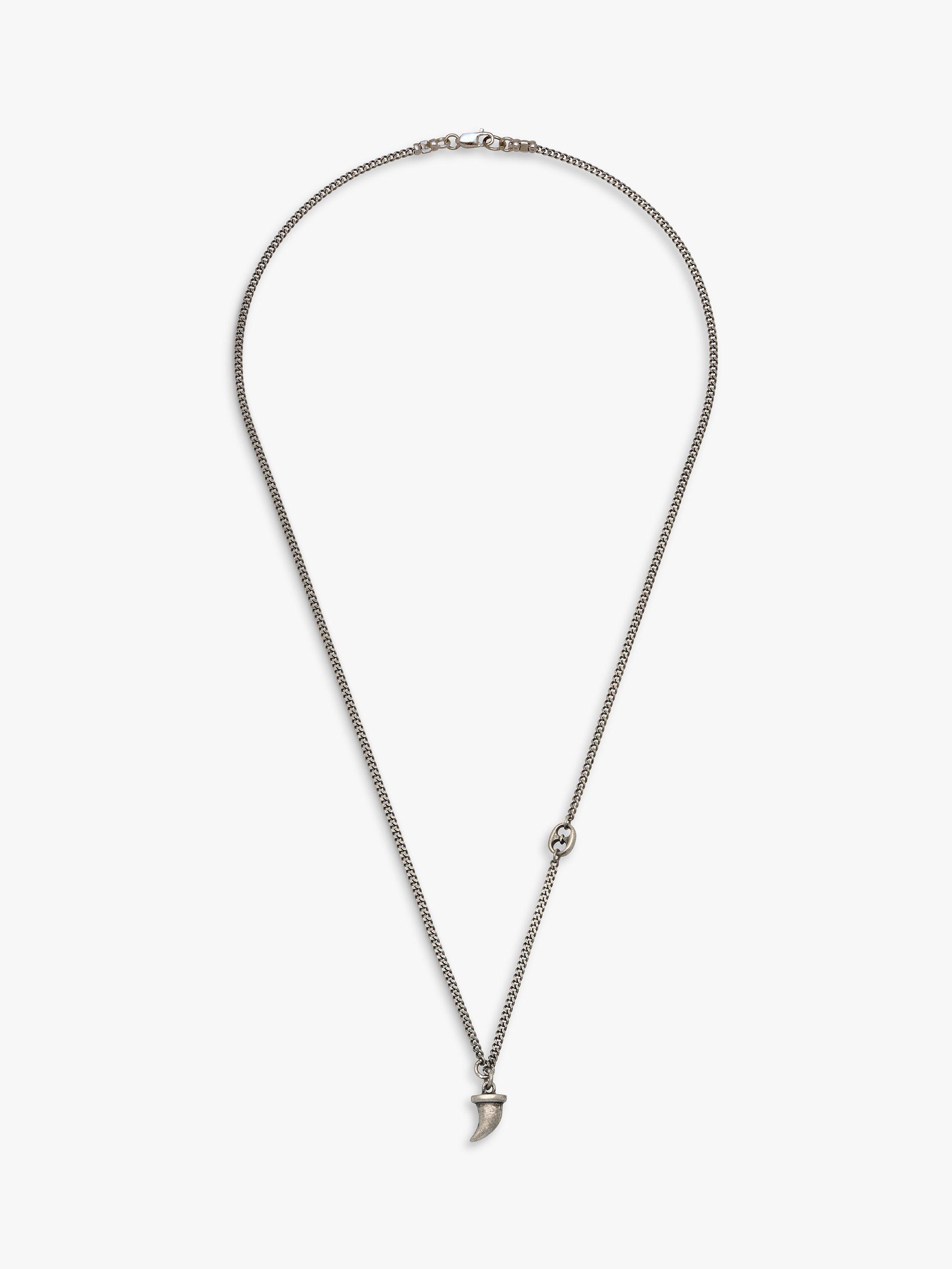 Product image 1 of 3, which shows BARTLETT LONDON Men's Tooth Pendant Necklace, Silver