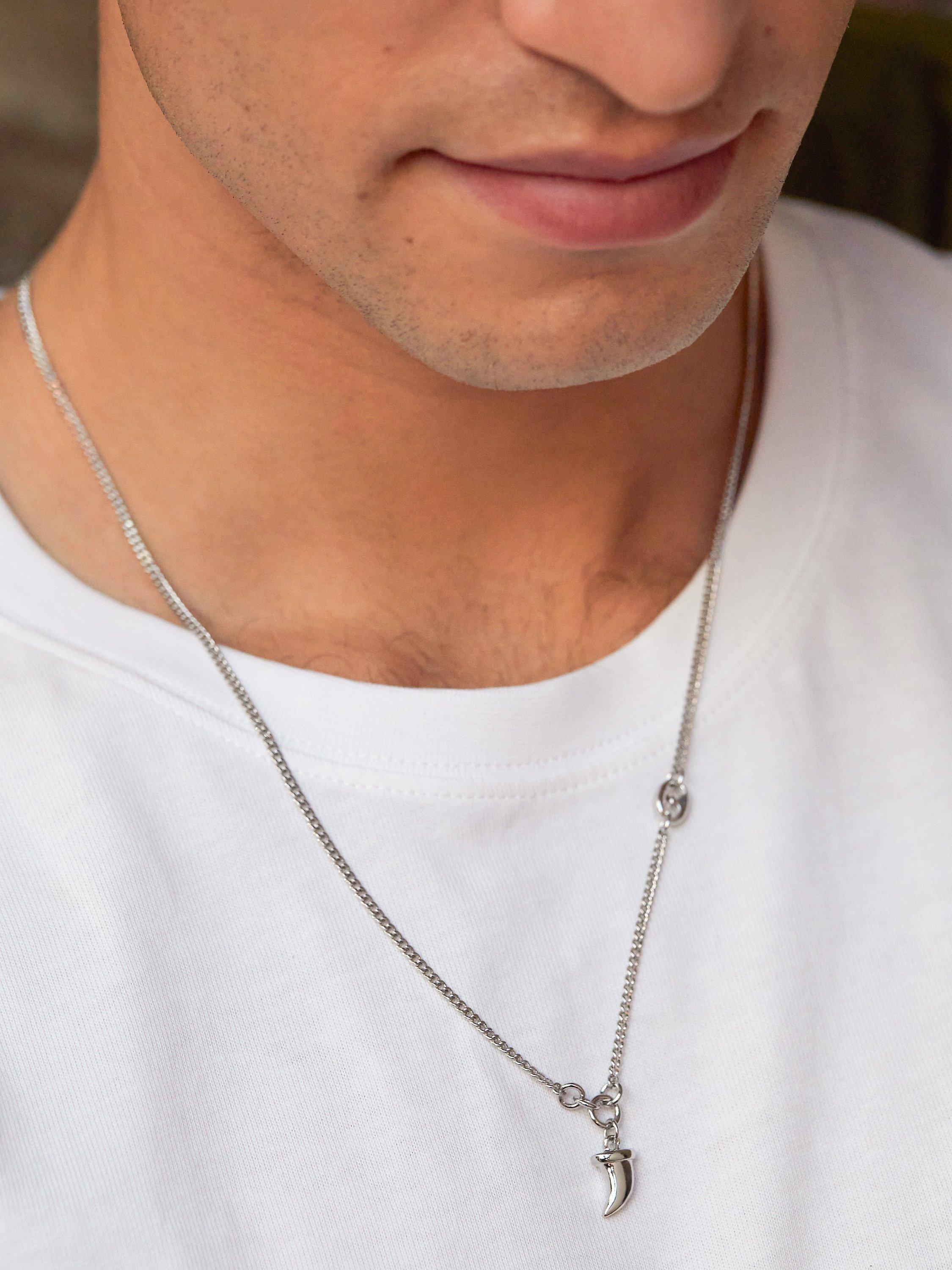 Product image 3 of 3, which shows BARTLETT LONDON Men's Tooth Pendant Necklace, Silver