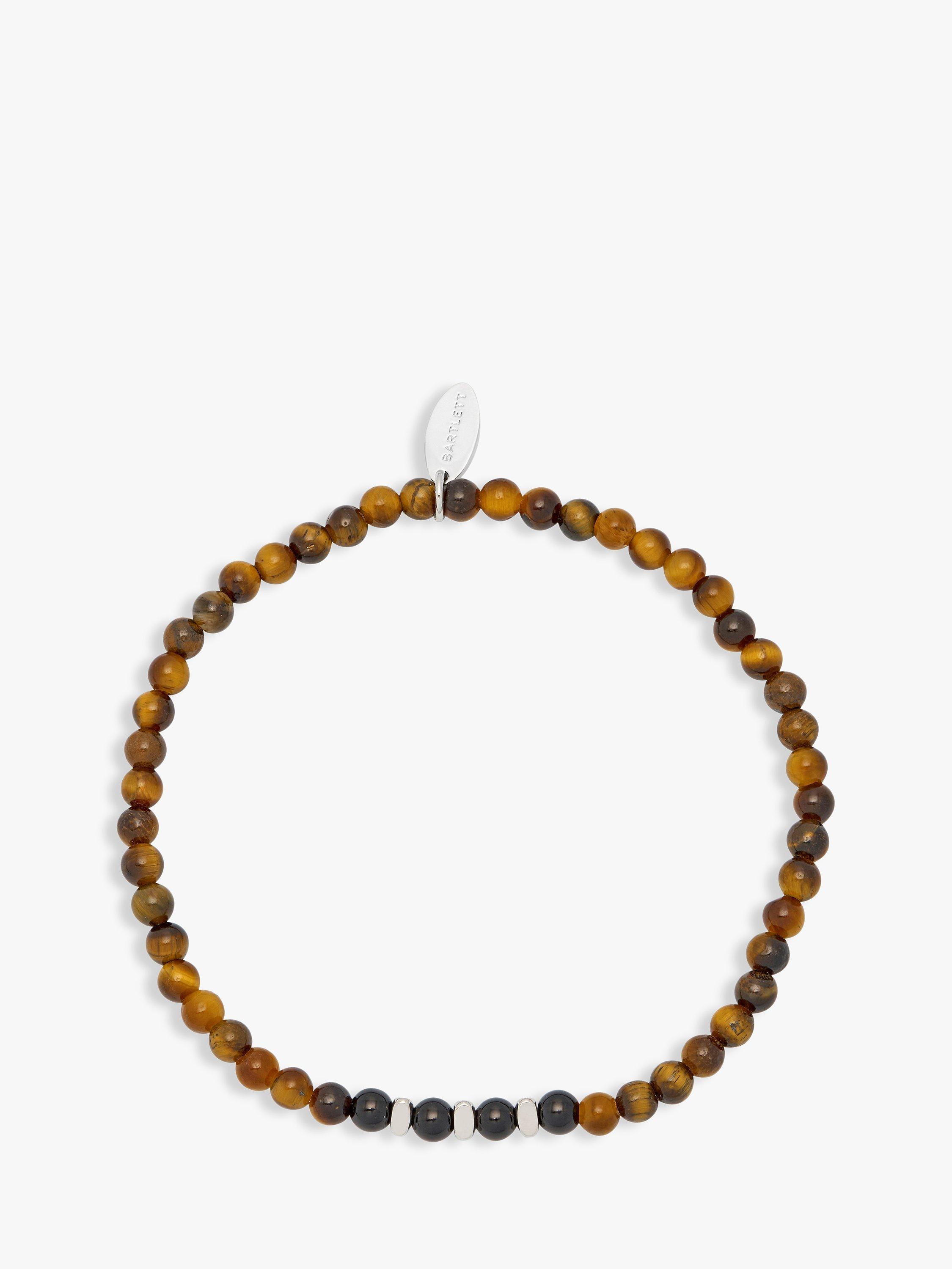 Product image 1 of 2, which shows BARTLETT LONDON Men's Onyx and Tiger's Eye Beaded Bracelet, Brown/Black