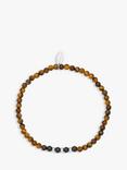 BARTLETT LONDON Men's Onyx and Tiger's Eye Beaded Bracelet, Brown/Black