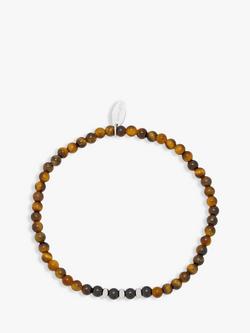 BARTLETT LONDON Men's Onyx and Tiger's Eye Beaded Bracelet, Brown/Black, Brown/Black