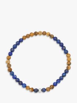 BARTLETT LONDON Men's Lapis Lazuli and Jasper Beaded Bracelet, Blue/Brown, Blue/Brown
