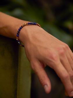 BARTLETT LONDON Men's Lapis Lazuli and Jasper Beaded Bracelet, Blue/Brown - view 2, Blue/Brown