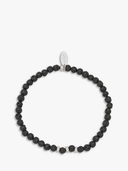 BARTLETT LONDON Men's Lava Rock Beaded Bracelet, Brown, Brown