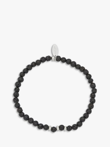 BARTLETT LONDON Men's Lava Rock Beaded Bracelet, Brown, Brown