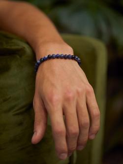 BARTLETT LONDON Men's Lapis Lazuli Beaded Bracelet, Blue - view 2, Blue