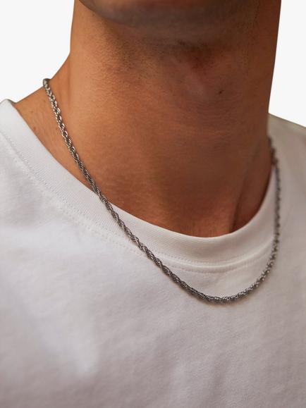 BARTLETT LONDON Men's Rope Chain Necklace, Silver - view 2, Silver