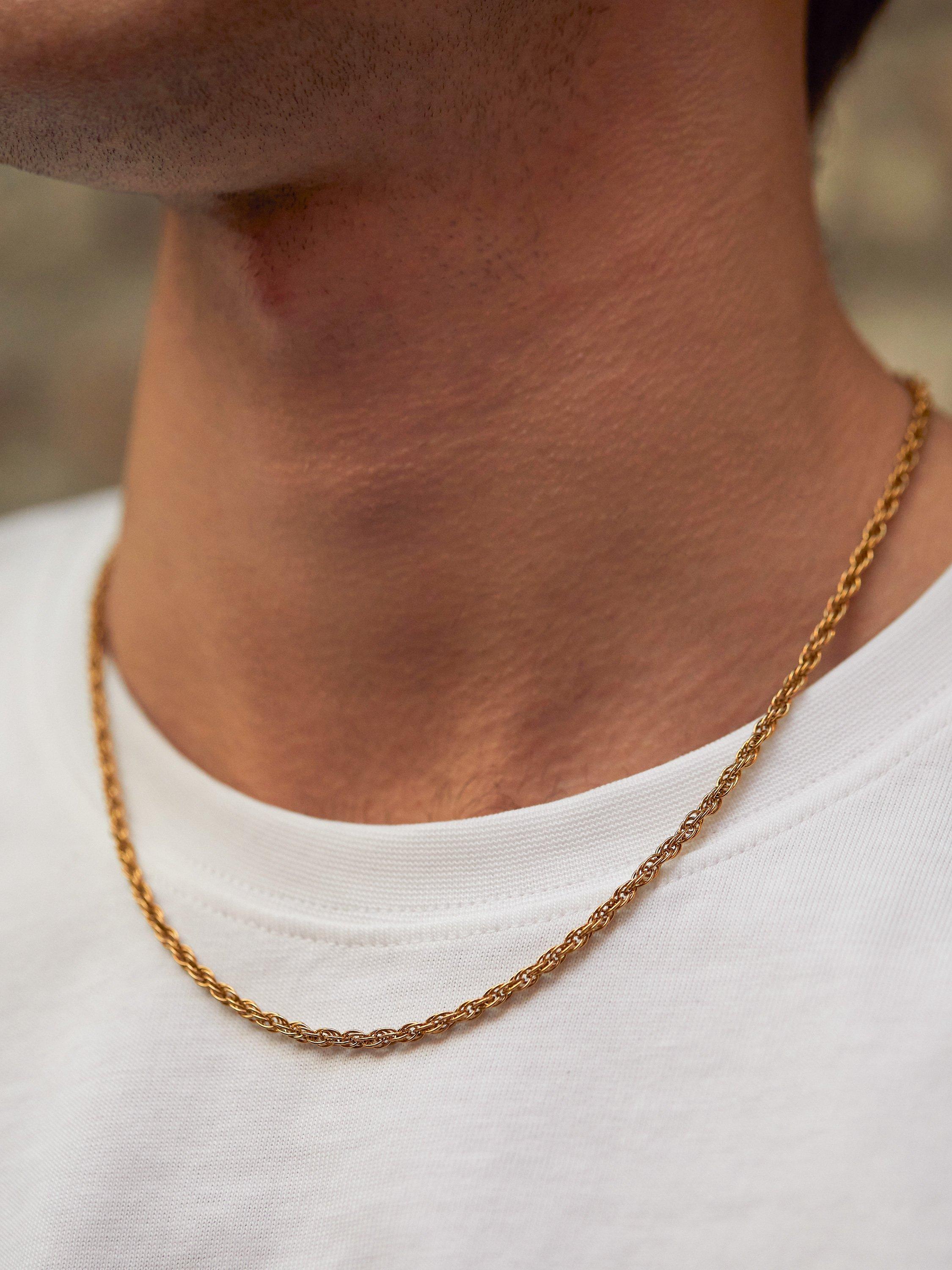 Product image 3 of 4, which shows BARTLETT LONDON Men's Rope Chain Necklace, Gold