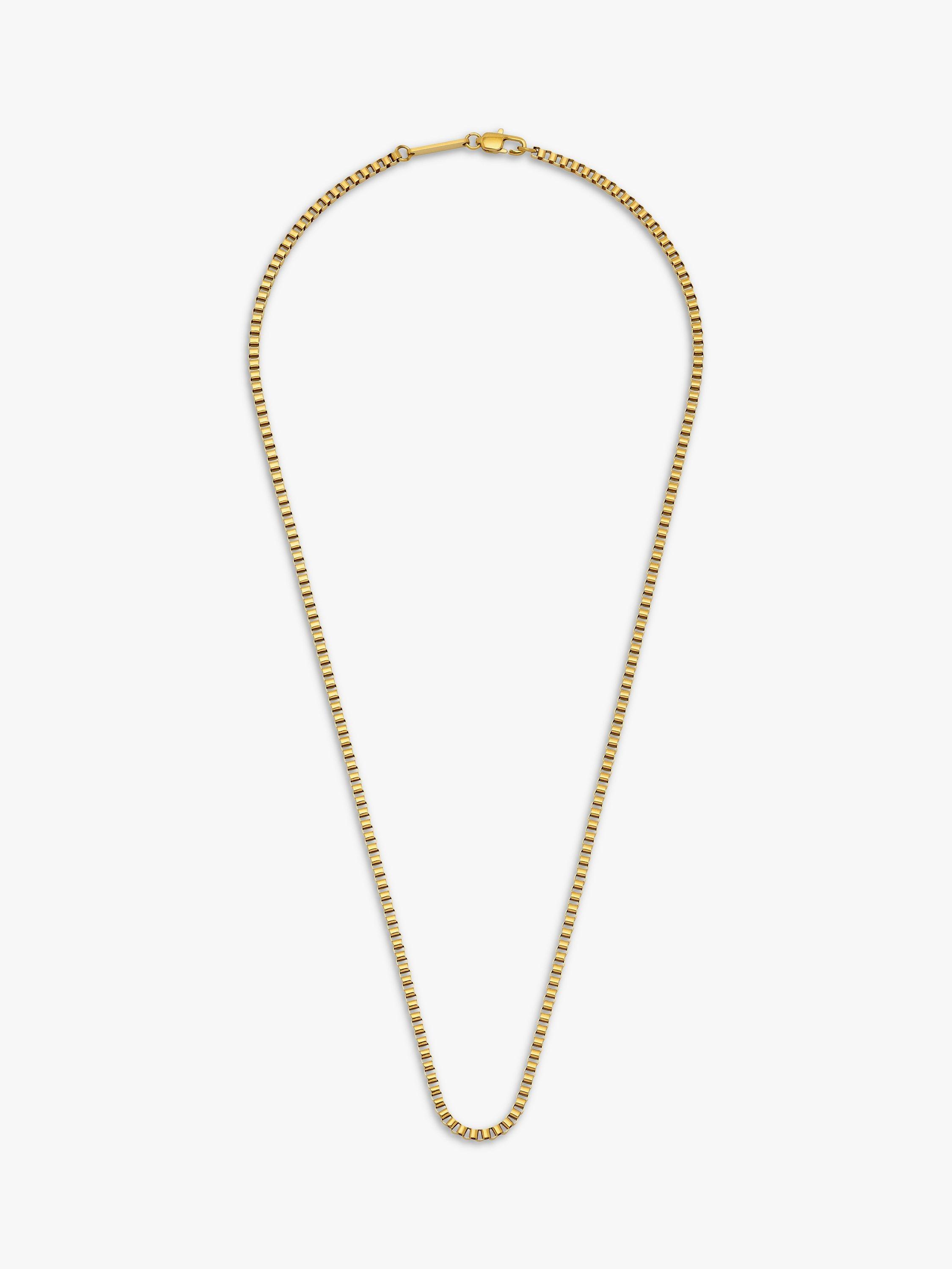 Product image 1 of 4, which shows BARTLETT LONDON Men's Box Chain Necklace, Gold