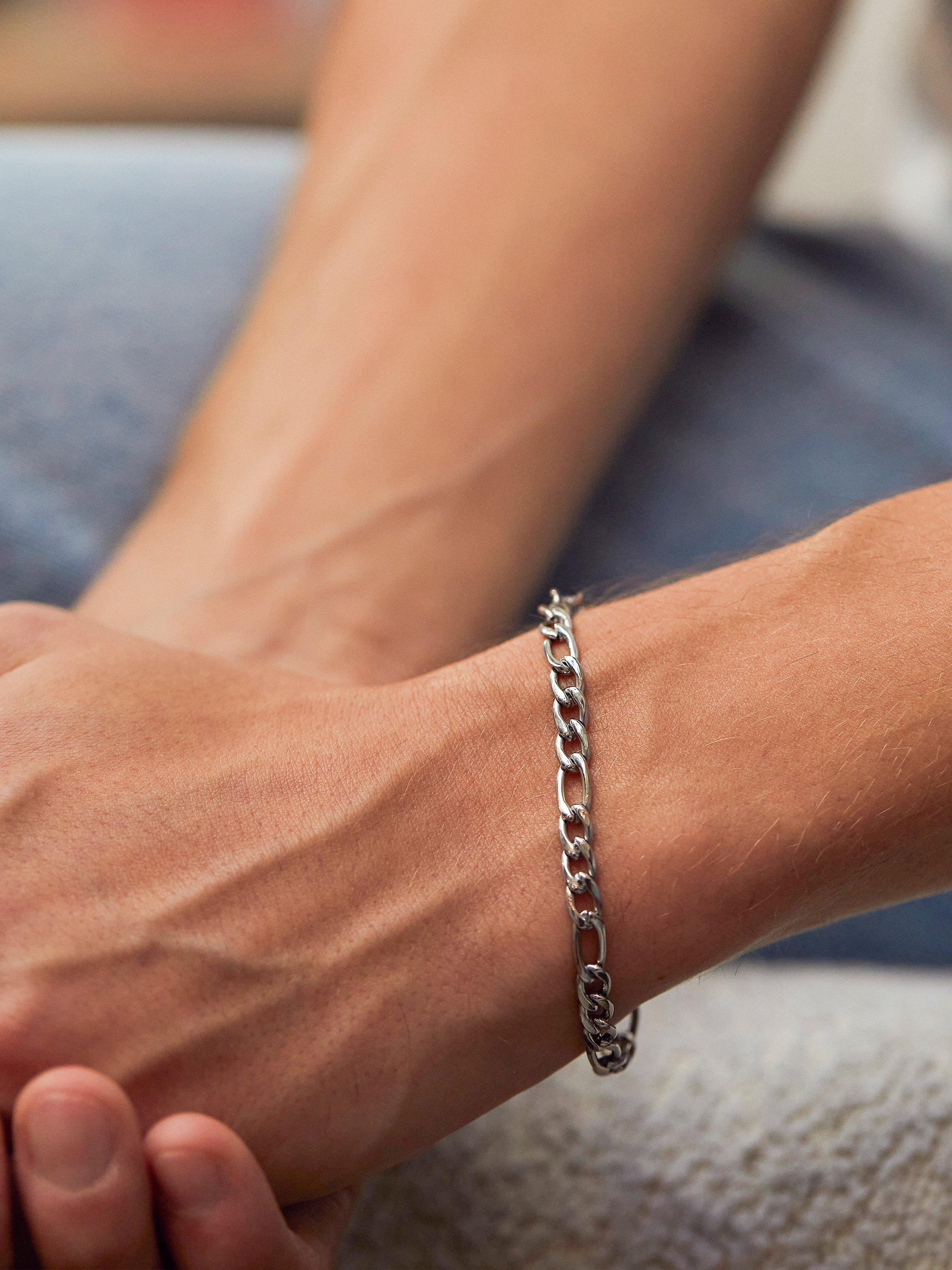 Product image 2 of 4, which shows BARTLETT LONDON Men's Figaro Chain Bracelet, Silver