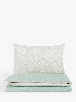 John Lewis ANYDAY Spots Reversible Toddler Pure Cotton Duvet Cover & Pillowcase Set, Mist