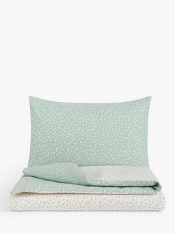 John Lewis ANYDAY Spots Reversible Toddler Pure Cotton Duvet Cover & Pillowcase Set - view 2, Mist