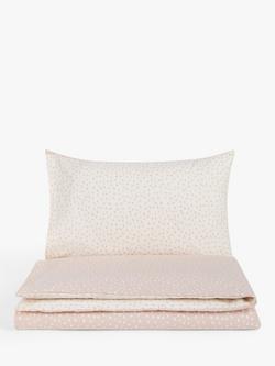 John Lewis ANYDAY Spots Reversible Toddler Pure Cotton Duvet Cover & Pillowcase Set, Plaster Pink
