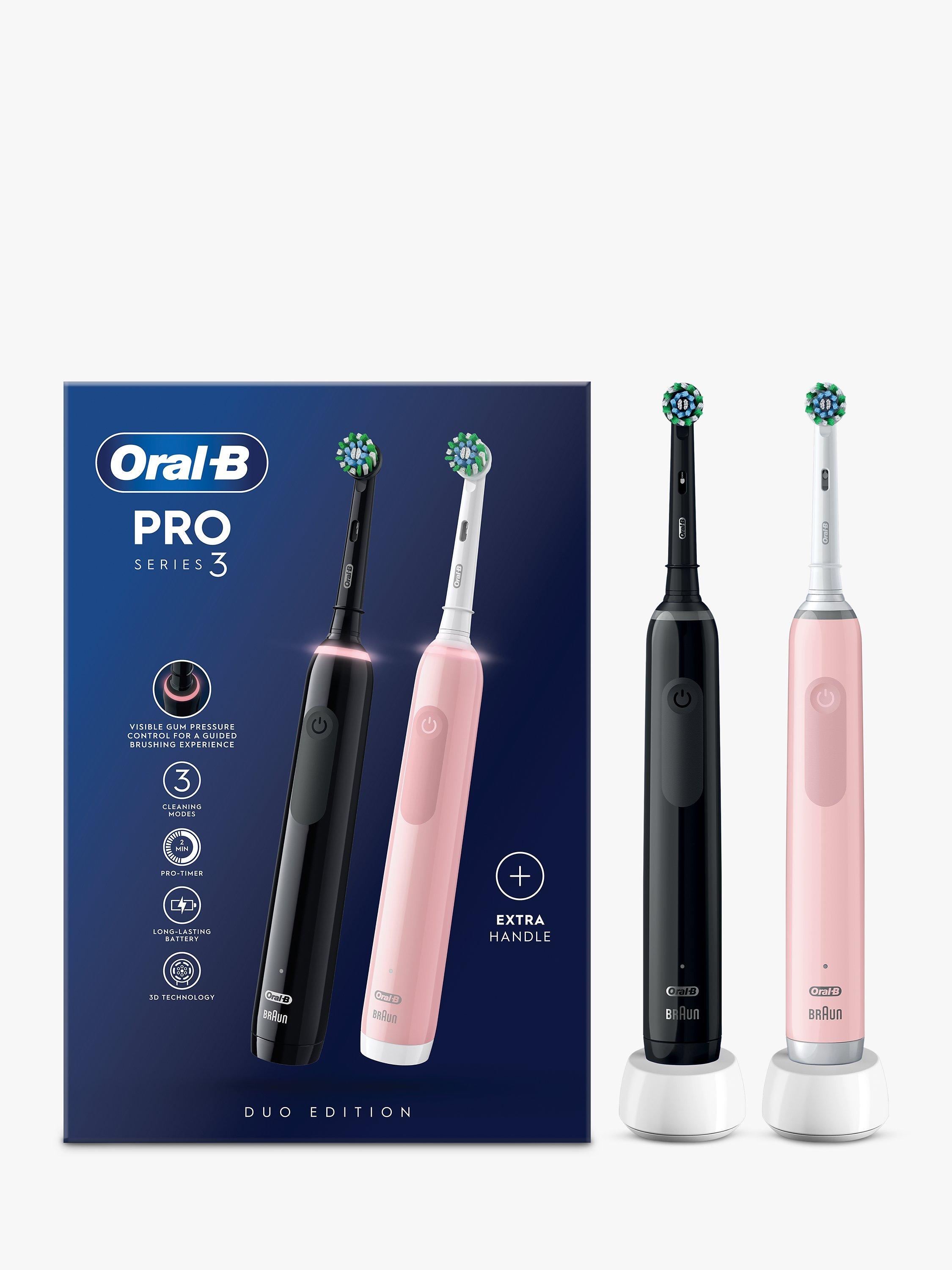 oral b series 3 3900 electric toothbrush set black pink