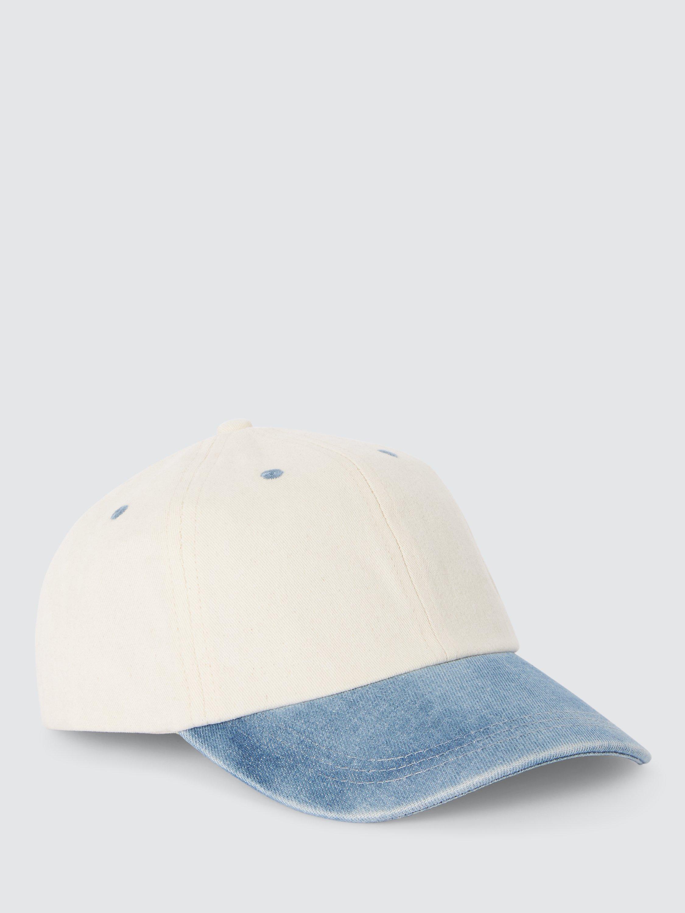 John Lewis ANYDAY Contrast Peak Baseball Cap, Denim/White