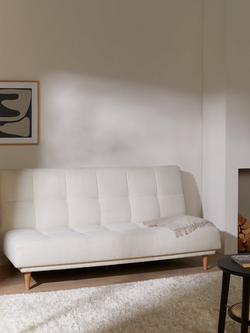 John Lewis Linear Medium 2 Seater Sofa Bed, Light Leg - view 2, Cream Boucle