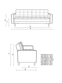 John Lewis Quilted Large 3 Seater Sofa Bed, Dark Leg - view 2, Navy