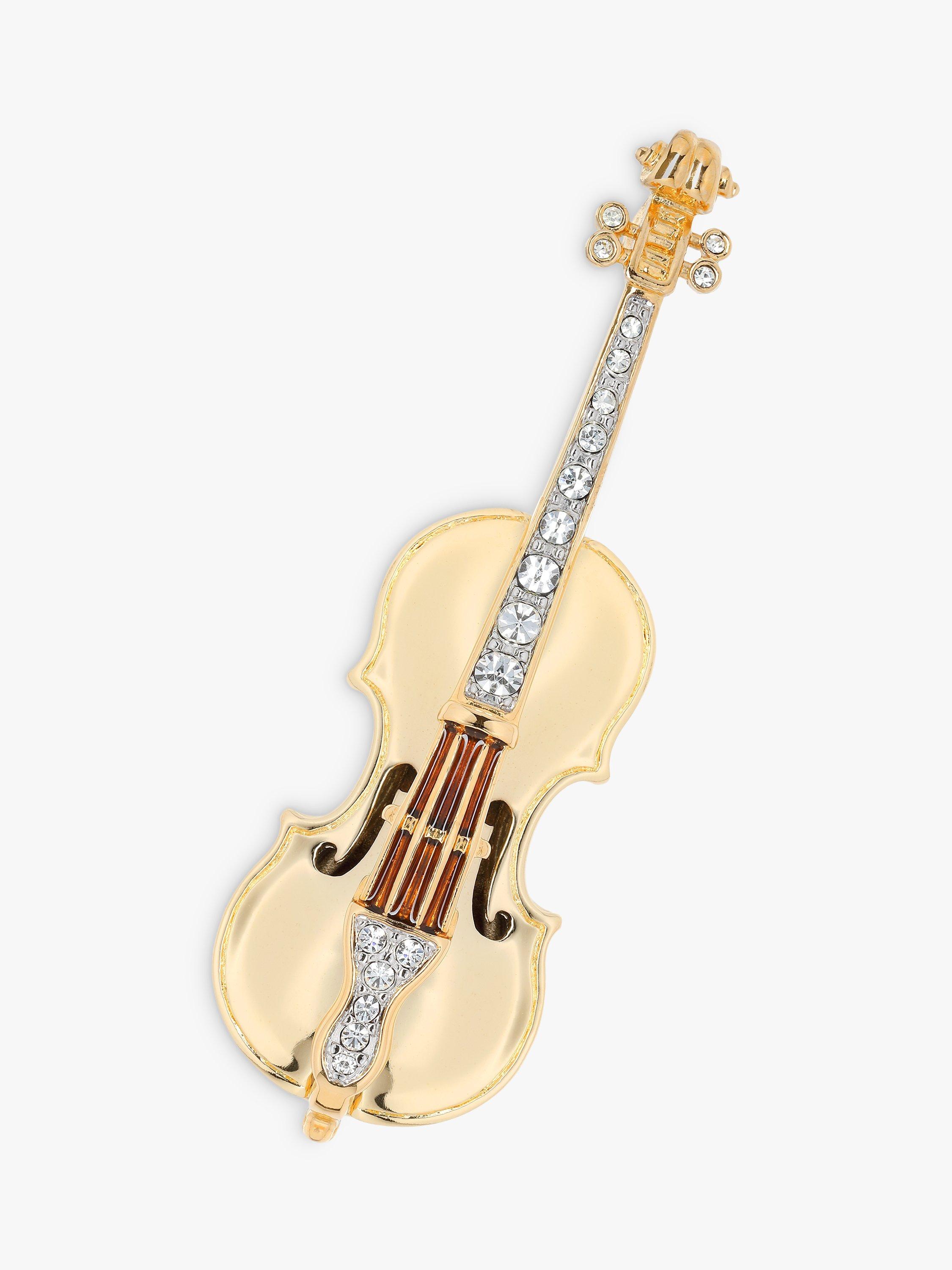 Product image 1 of 3, which shows Eclectica Pre-Loved 22ct Gold Plated Swarovski Crystal Cello Brooch, Dated Circa 1980s