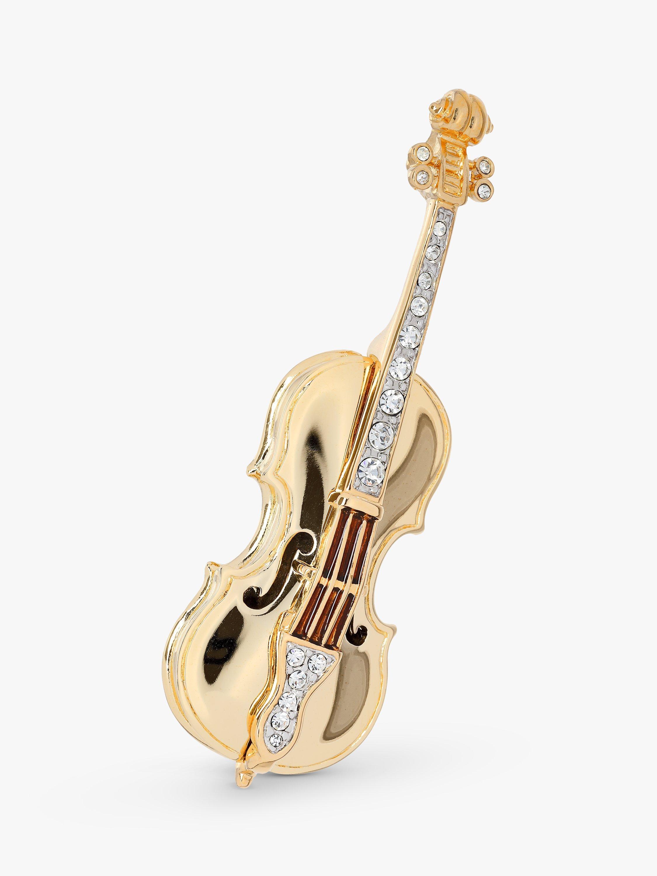 Product image 2 of 3, which shows Eclectica Pre-Loved 22ct Gold Plated Swarovski Crystal Cello Brooch, Dated Circa 1980s