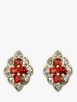 Eclectica Pre-Loved 18ct Gold Plated Garnets & Cubic Zirconias Earrings, Dated Circa 1980s, Red