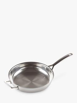 Le Creuset 3-Ply Uncoated Stainless Steel Frying Pan with Helper Handle, 28cm - view 2, Stainless Steel