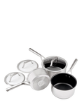 Ninja ZEROSTICK Stainless Steel Non-Stick Saucepan & Lid Set, 3 Piece