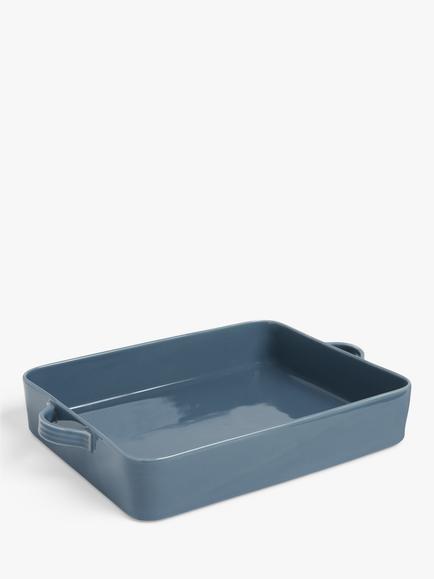 John Lewis Rectangular Stoneware Roaster, 30cm, Blue, Blue