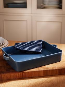 John Lewis Rectangular Stoneware Roaster, 30cm, Blue - view 2, Blue