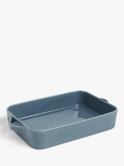 John Lewis Rectangular Stoneware Roaster, 25cm, Blue, Blue