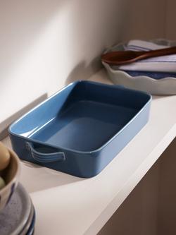 John Lewis Rectangular Stoneware Roaster, 25cm, Blue - view 2, Blue