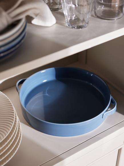 John Lewis Round Stoneware Pie Dish, 26.5cm, Blue - view 2, Blue