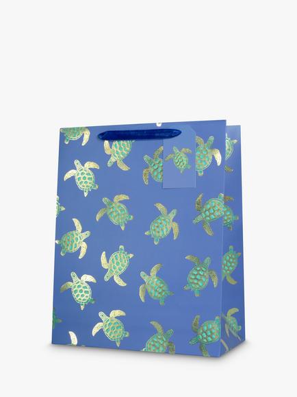 Elizabeth Scarlett Turtles Gift Bag, Medium, Blue