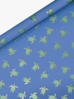 Elizabeth Scarlett Metallic Turtles Wrapping Paper, 3m, Blue