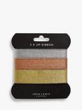 John Lewis Metallic Sparkle Gift Ribbons, Pack of 3, Multi