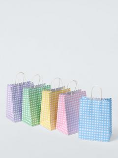 John Lewis Gingham Paper Bags, Pack of 5, Multi