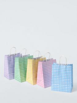 John Lewis Gingham Paper Bags, Pack of 5, Multi, Multi