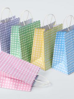 John Lewis Gingham Paper Bags, Pack of 5, Multi - view 2, Multi