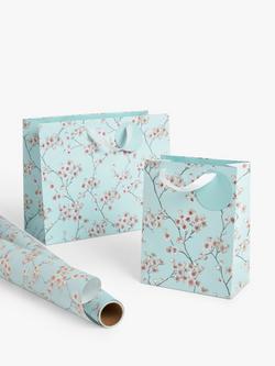 John Lewis Cherry Blossom Gift Bag, Blue, Blue
