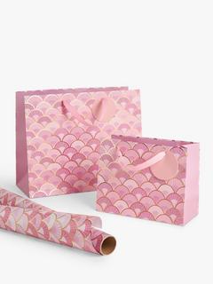 John Lewis Curved Tile Gift Bag, Pink, Small