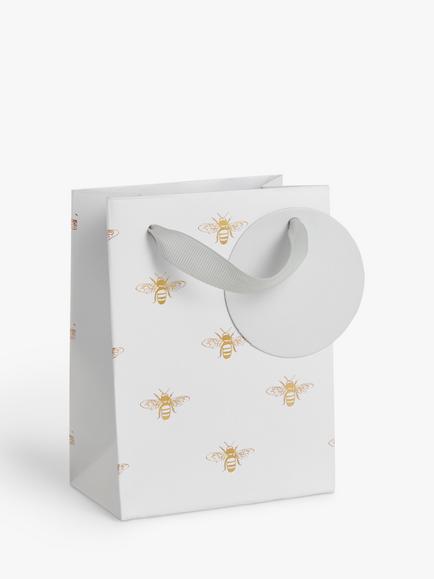 John Lewis Bee Gift Bag - view 2, White