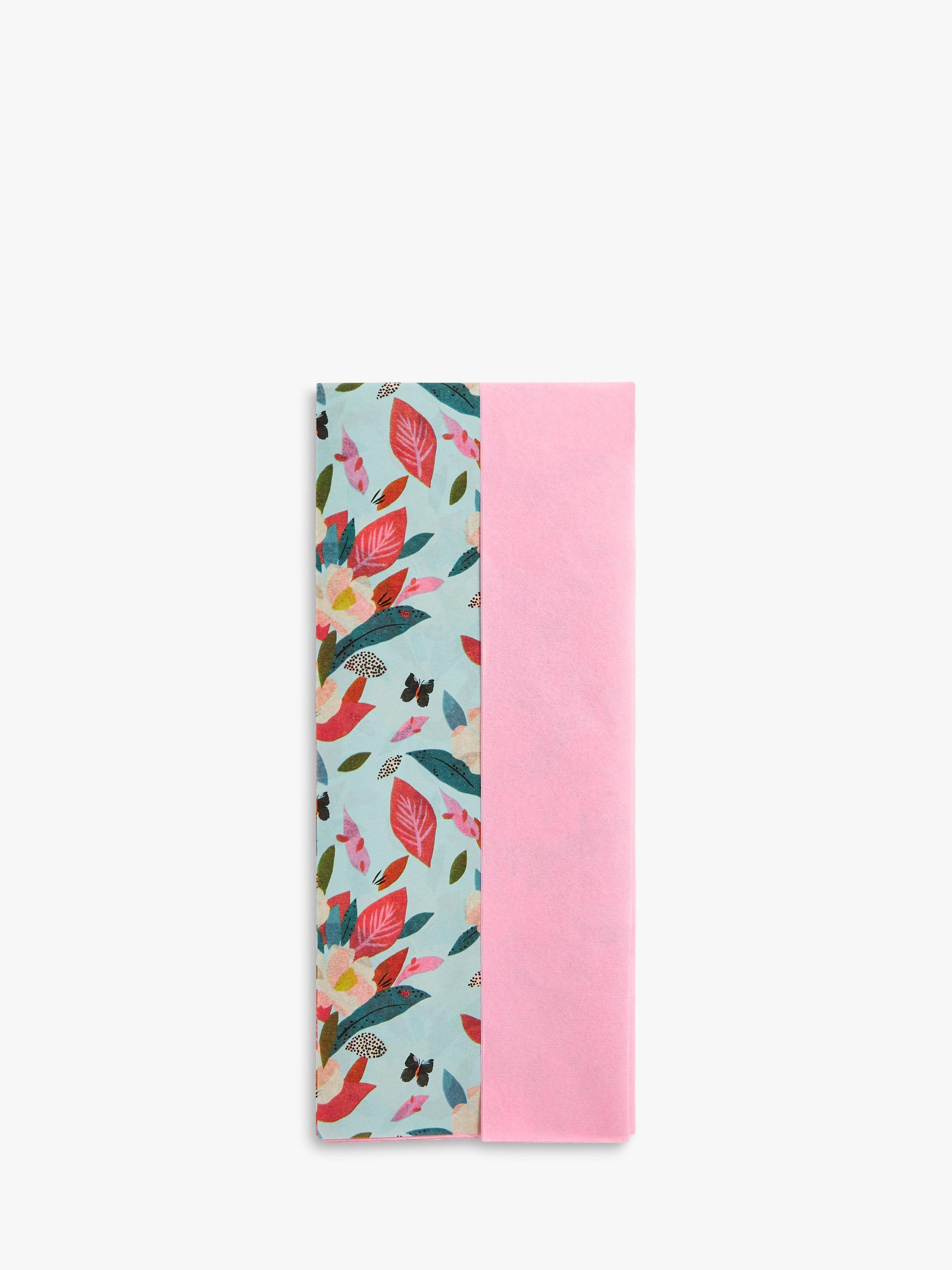 John Lewis Flora/Plain Tissue Paper, Pack of 3, Pink/Multi