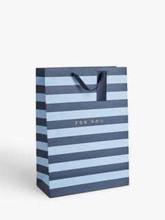 John Lewis Stripe/Spot Gift Bag, Blue, Large