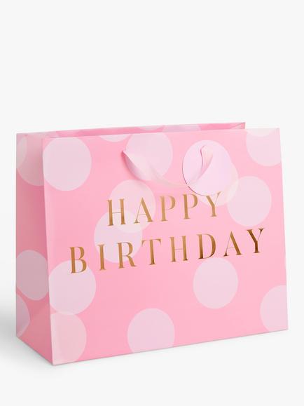 John Lewis Pink Spot Gift Bag, Pink, Pink