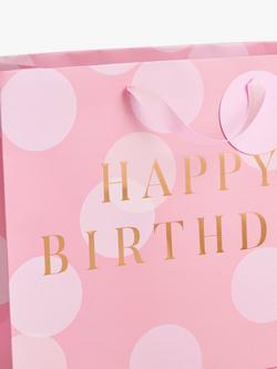 John Lewis Pink Spot Gift Bag, Pink - view 2, Pink