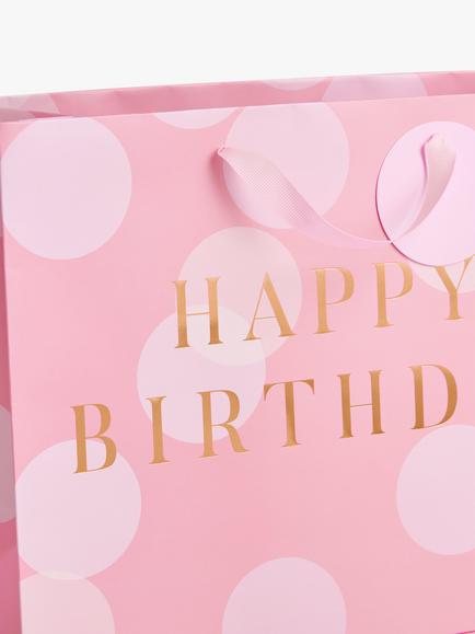 John Lewis Pink Spot Gift Bag, Pink - view 2, Pink