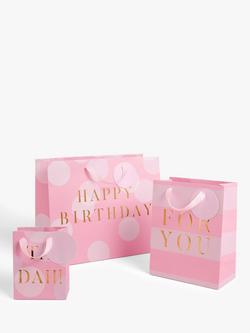 John Lewis Pink Spot Gift Bag, Pink, Pink