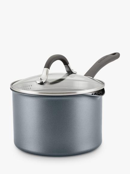 Circulon ScratchDefense Non-Stick Saucepan & Straining Lid, Grey